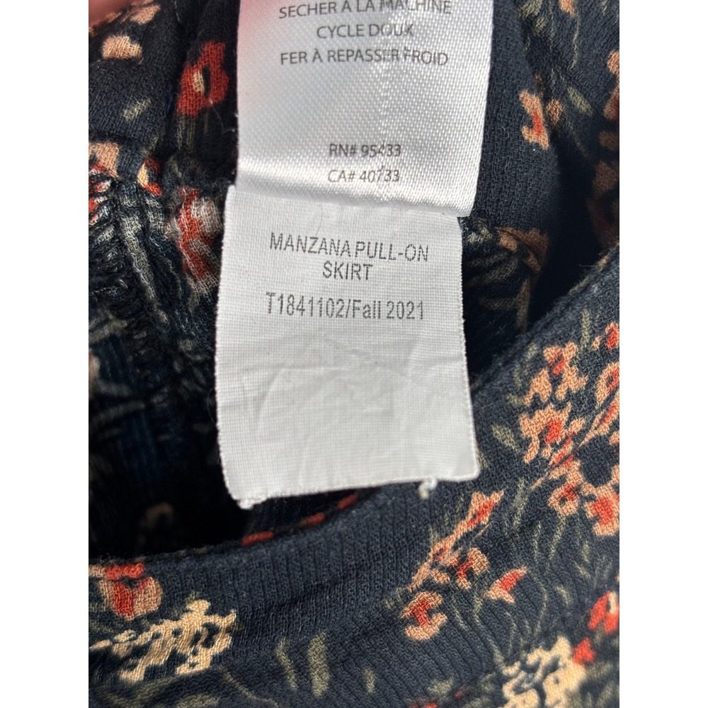 Toad&Co Manzana Skirt Black Floral Organic Cotton Midi Button Front XS 2290 - Picture 6 of 6